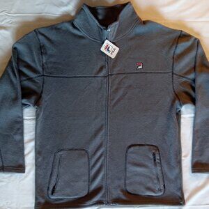 Men's new FILA XL gray front zippered athletic fleece long sleeve top